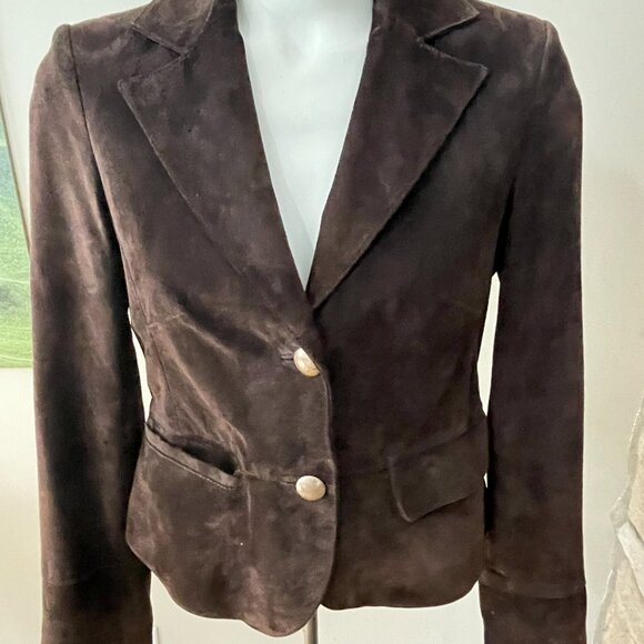 Esprit suede jacket brown with lining size US 6 sport chic - Picture 7 of 9